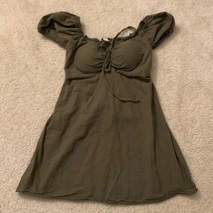 Dark green mini ruffle dress